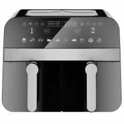 Comfy Nest CN-AFD45NB: 2400W Black Double Basket Digital Air Fryer - 9L