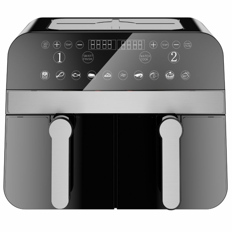 Comfy Nest CN-AFD45NB: 2400W Black Double Basket Digital Air Fryer - 9L