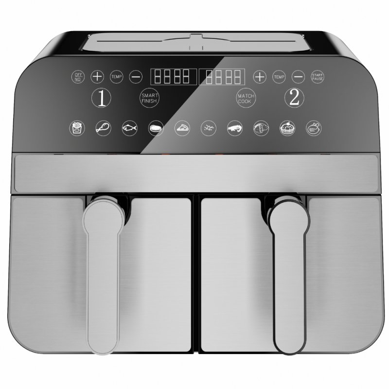 Comfy Nest CN-AFD45NS: 2400W Double Basket Digital S/S Airfryer - 9L
