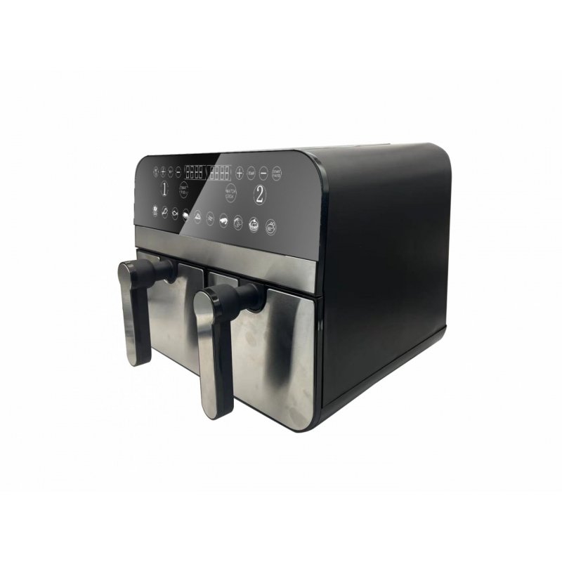 Comfy Nest CN-AFD45NS: 2400W Double Basket Digital S/S Airfryer - 9L