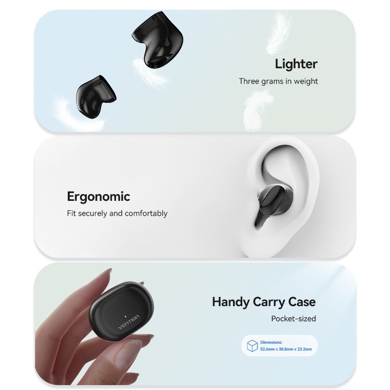 Vention True Wireless Bluetooth Earbuds Tiny T12 Black