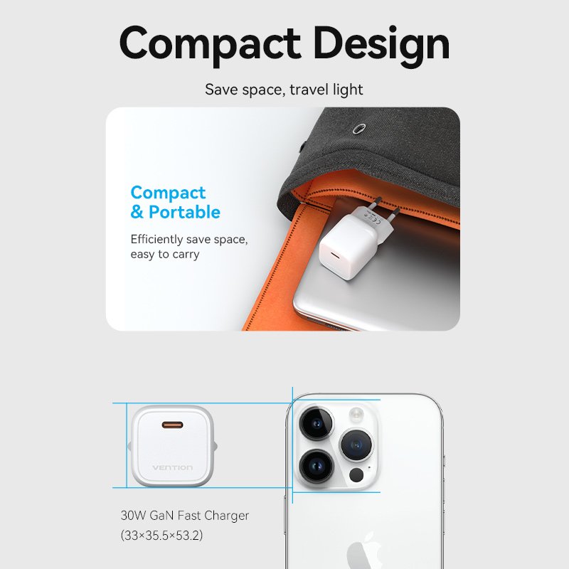 Vention FAKW0-EU chargeur d'appareils mobiles Ordinateur portable, Smartphone, Tablette Blanc Secteur Charge rapide