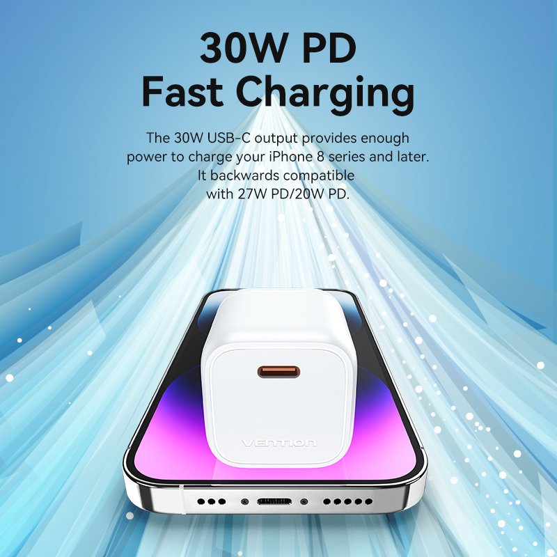 Vention FAKW0-EU chargeur d'appareils mobiles Ordinateur portable, Smartphone, Tablette Blanc Secteur Charge rapide