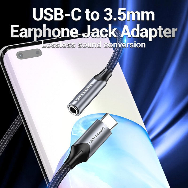 Vention BGMHA USB-C male to 3.5mm Jack 0.1M adapter (gray)
