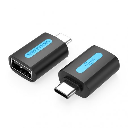 Vention USB-C Male to USB 2.0 Female OTG Adapter Black PVC Type