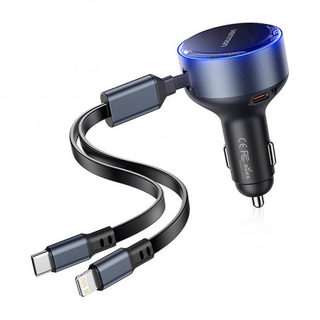 Vention FFOB0 USB-C car charger USB-C/Lightning 30W cable