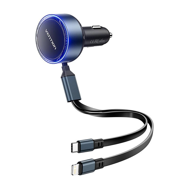 Vention FFOB0 USB-C car charger USB-C/Lightning 30W cable