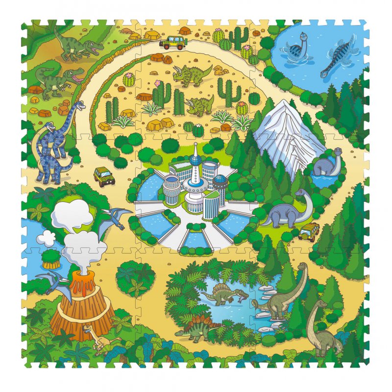 Magni - Floor puzzle with dino park - 9 foam tiles