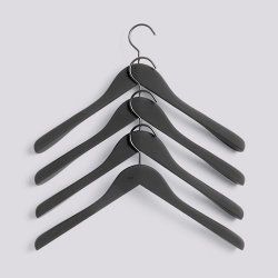 HAY - Soft Coat Hanger Wide Set of 4 - Black (500073)