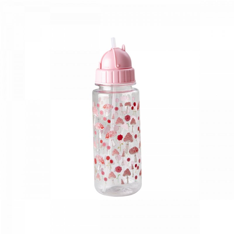 Rice - Plastic Kids Drinking Bottle with Pink Happy Forest Print - Pink - 500 ml