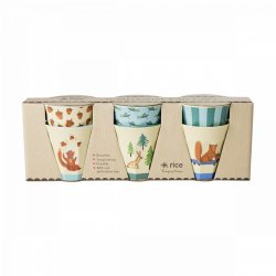 Rice - Melamine Cups with Happy Forest Prints - Blue - Small