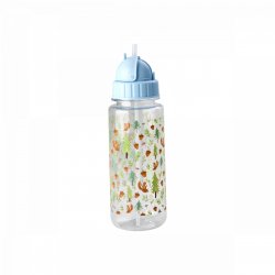 Rice - Plastic Kids Drinking Bottle with Happy Forest Print - Blue - 500 ml