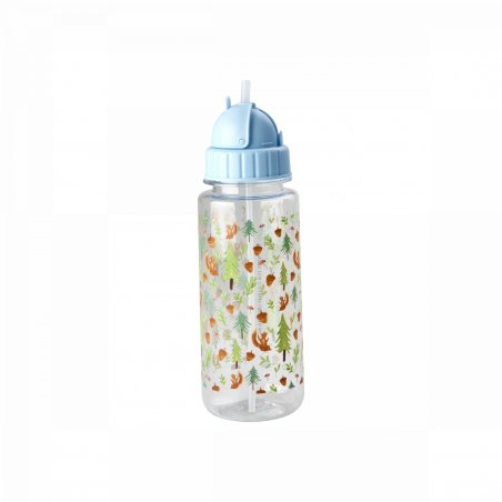 Rice - Plastic Kids Drinking Bottle with Happy Forest Print - Blue - 500 ml
