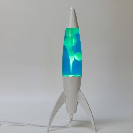 STOCKICX1 - iTotal - Rocket Lava Lamp - White Base, Blue Liquid and White Wax - Blue