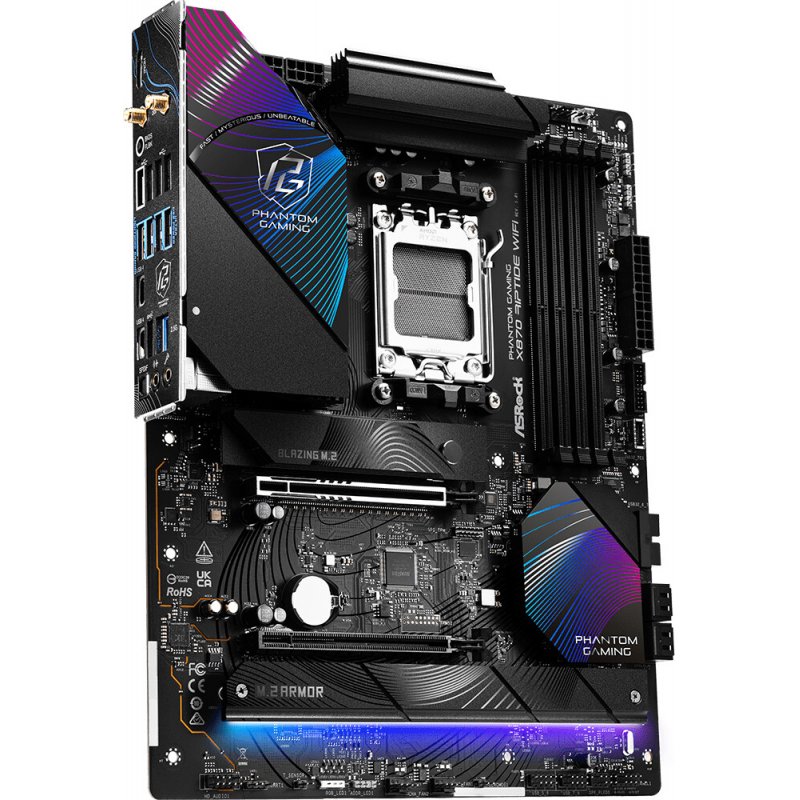 Asrock X870 RIPTIDE WIFI, AMD X870, AM5, ATX, 4 DDR5, HDMI, 2 USB4, Wi-Fi 7, 2.5G LAN, RGB, 3x M.2