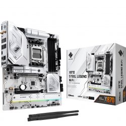 Asrock X870 STEEL LEGEND WIFI, AMD X870, AM5, ATX, 4 DDR5, HDMI, 2 USB4, Wi-Fi 7, 2.5G LAN, RGB, 3x M.2