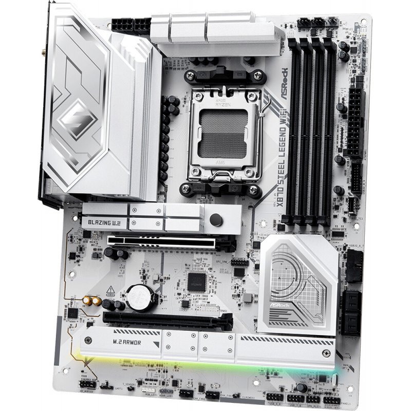 Asrock X870 STEEL LEGEND WIFI, AMD X870, AM5, ATX, 4 DDR5, HDMI, 2 USB4, Wi-Fi 7, 2.5G LAN, RGB, 3x M.2