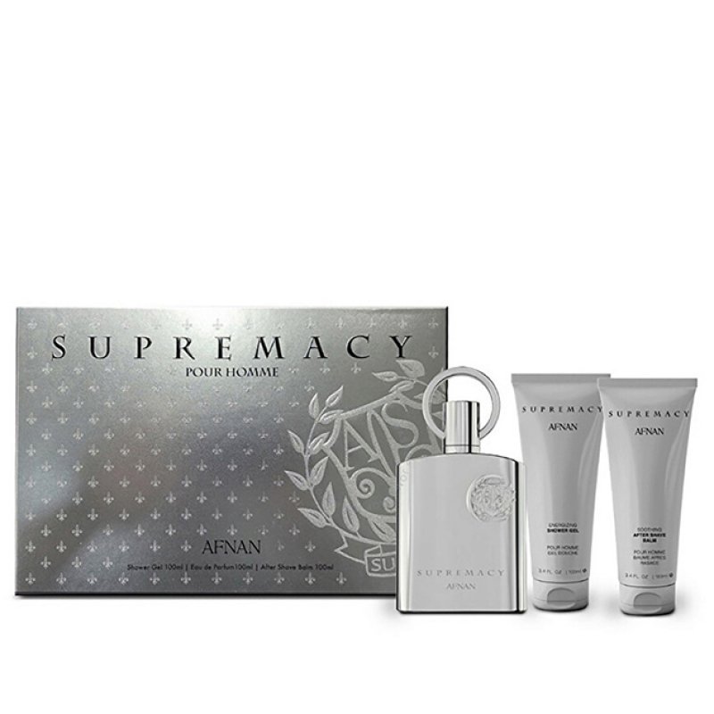 Afnan Supremacy Silver, Barbati, Eau De Parfum 100ml Gel de Dus 100ml Balsam after Shave 100