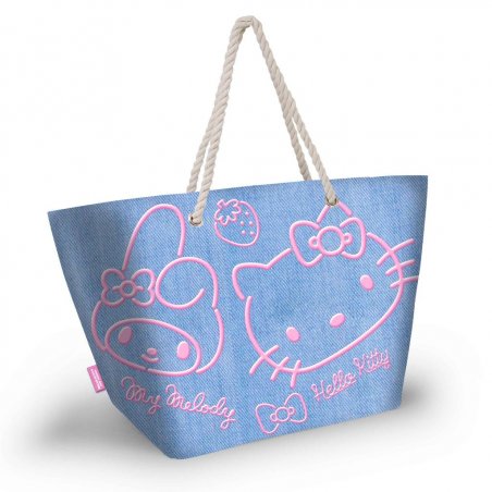 HELLO KITTY & MELODY - Denim - Sac de Plage '52x37x17cm'