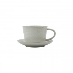 House Doctor - Cup w. saucer, HDPion - Grey/White - h: 6.5 cm, dia: 7 cm, dia: 13 cm