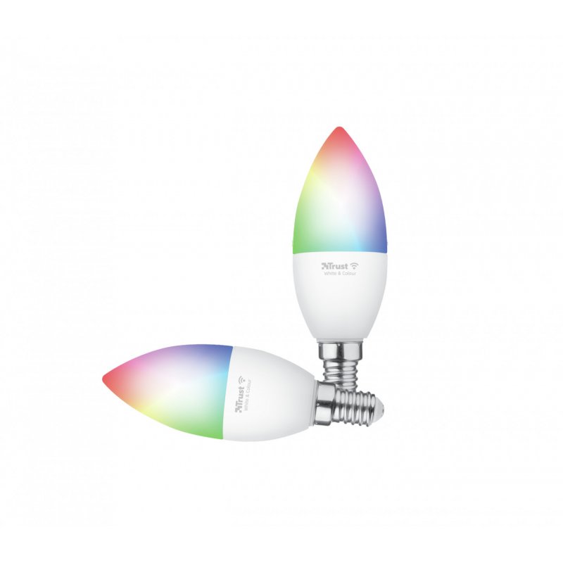 Trust E14 DUO-PACK LED RGBCW CANDLE WI-FI Smarte WiFi LED-Lampe, weiß und farbig, Fassung E14, von Ihrem