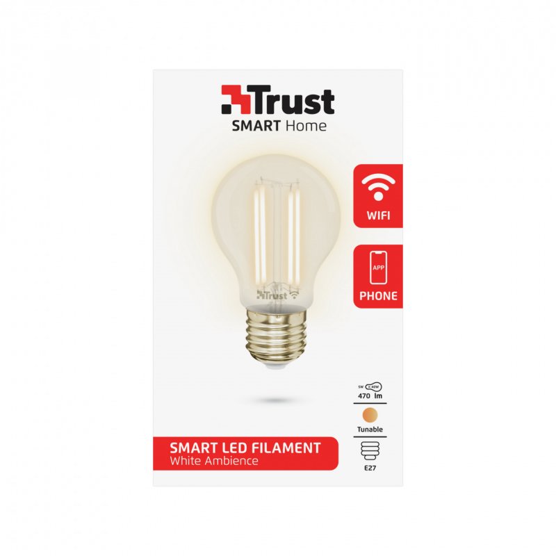 Trust E27 LED FILAMENT 1800-2700K WI-FI Smartes WiFi LED-Filament, Lichtstimmung weiß, Fassung E27, von Ihrem