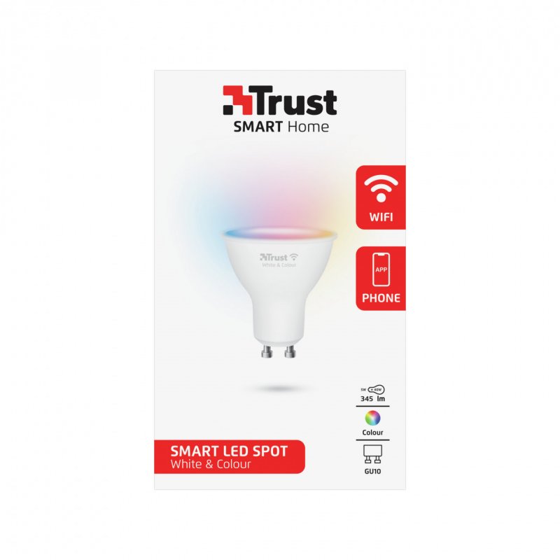 Trust GU-10 RGBCW LED SPOT WI-FI Smarter WiFi LED-Strahler, weiß und farbig, Fassung GU10, von Ihrem Smartphone/Tablet