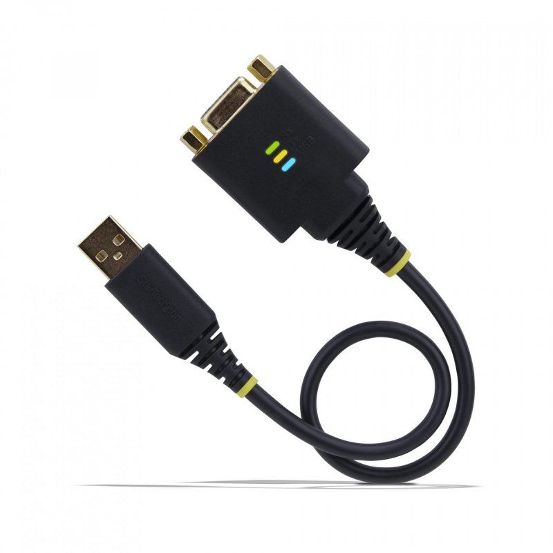 StarTech.com 1ft (30cm) USB to Null Modem Serial Adapter Cable, COM Retention, FTDI, USB-A to DB9 RS232,