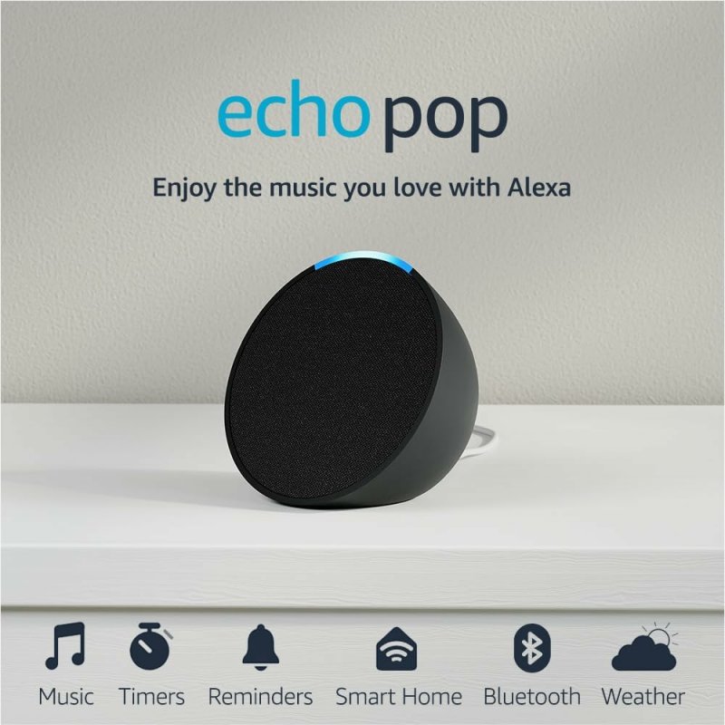 Amazon: Echo Pop - Smart Speaker with Alexa (UK) - Charcoal