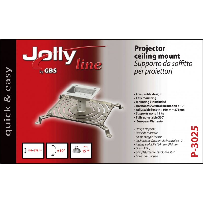 G.B.S. Elettronica P-3025 support pour projecteurs Plafond Argent