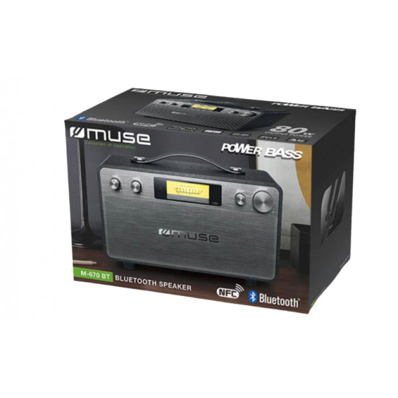 Muse M-670 BT Radio portable Noir, Acier