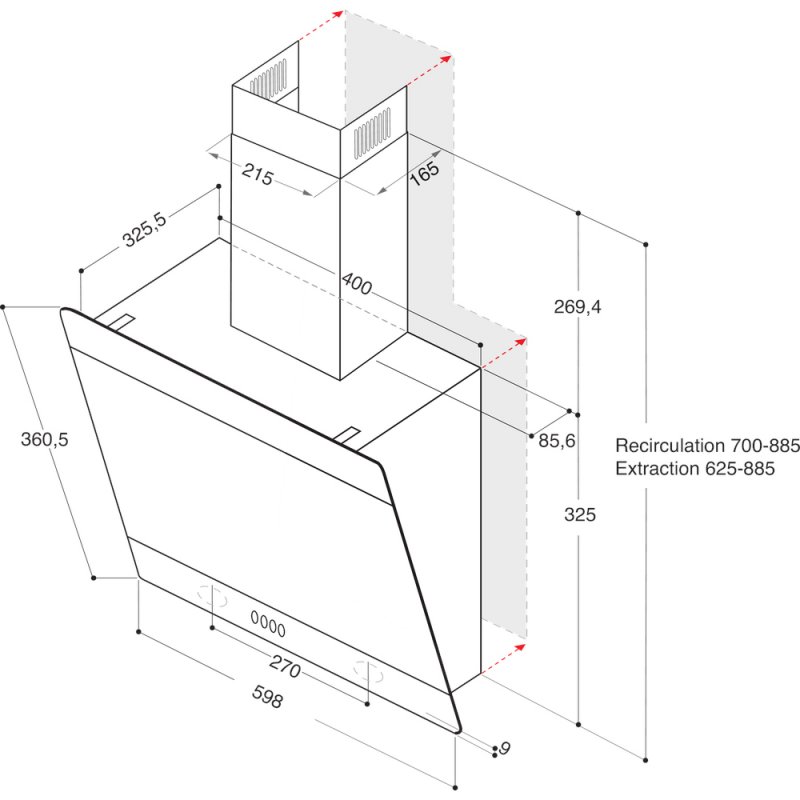 Hotte décorative murale AKR62FLTK