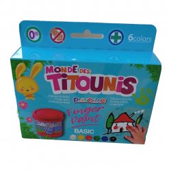 Lot de 6 Pots de Peinture au Doigt Titounis - 40 ml. Couleurs Assorties - Finger Paint Titounis - Playcolor - 81621