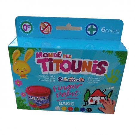 Lot de 6 Pots de Peinture au Doigt Titounis - 40 ml. Couleurs Assorties - Finger Paint Titounis - Playcolor - 81621