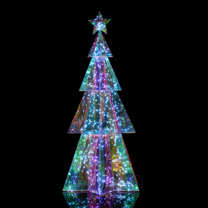 Sapin de Noël Lumineux LED Hologram Hexagonal 60 cm - Arbre Éclairé Moderne pour Décoration Intérieure et Ext -