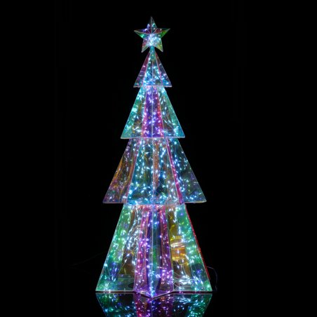 Sapin de Noël Lumineux LED Hologram Hexagonal 60 cm - Arbre Éclairé Moderne pour Décoration Intérieure et Ext -