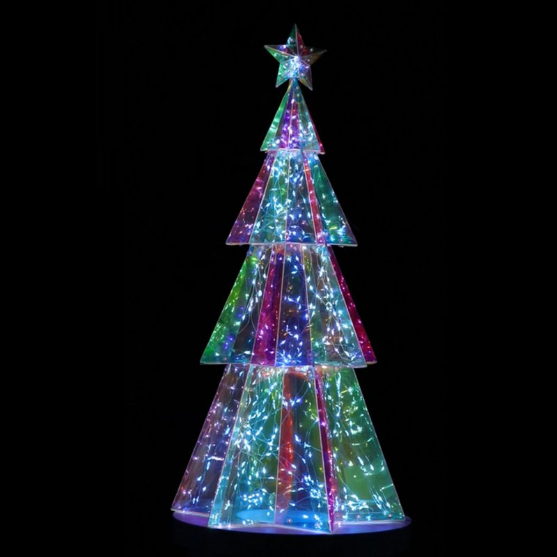 Sapin de Noël Lumineux LED Hologram Hexagonal 60 cm - Arbre Éclairé Moderne pour Décoration Intérieure et Ext -