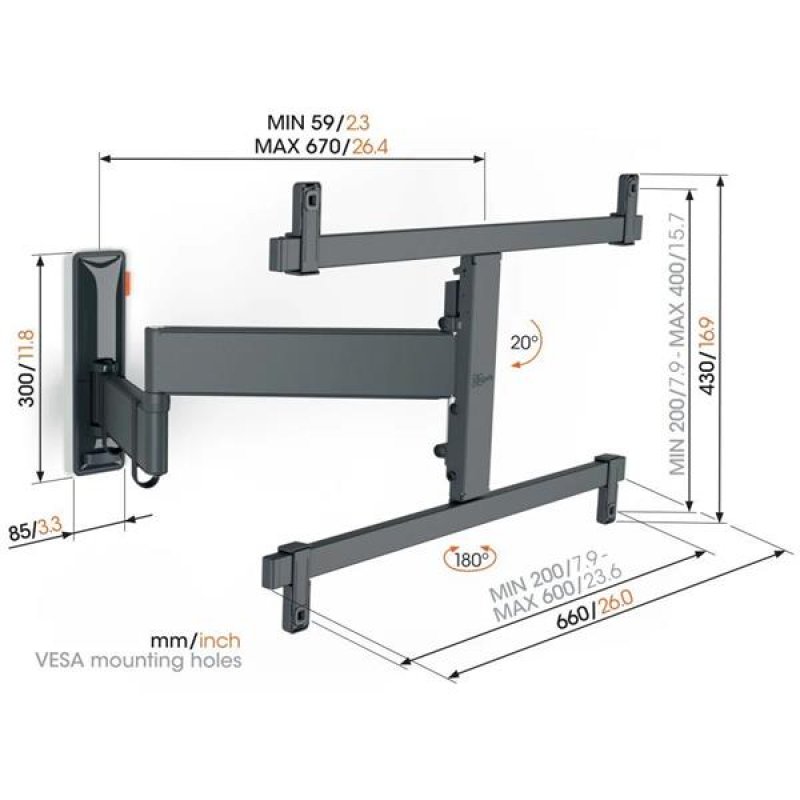 Support mural orientable TVM3665