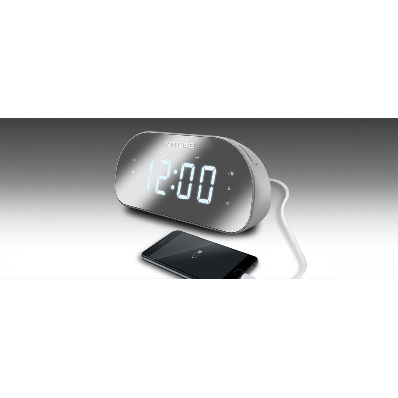 Muse M-170CMR Radio portable Horloge Numérique Miroir, Blanc