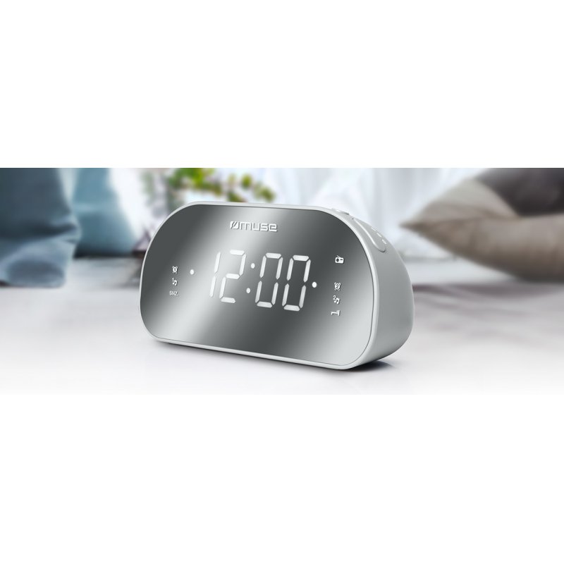 Muse M-170CMR Radio portable Horloge Numérique Miroir, Blanc