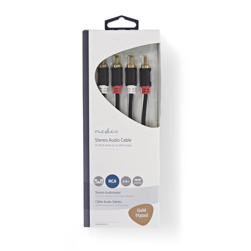 Nedis CABW24200AT20 audio cable 2 m 2 x RCA Anthracite
