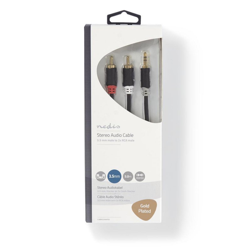 Nedis CABW22200AT50 câble audio 5 m 3,5mm 2 x RCA Anthracite