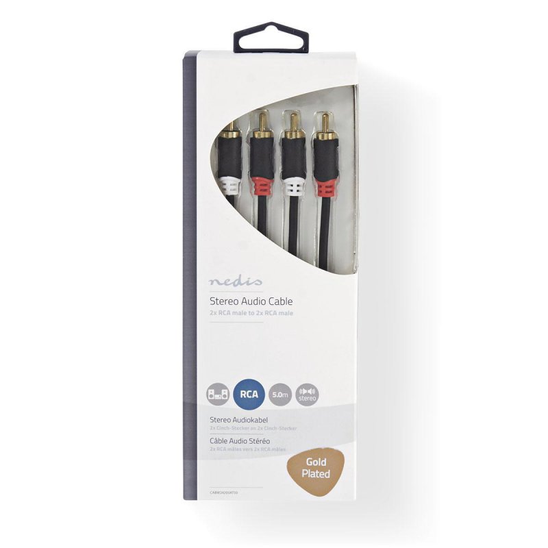 Nedis CABW24200AT50 audio cable 5 m 2 x RCA Anthracite