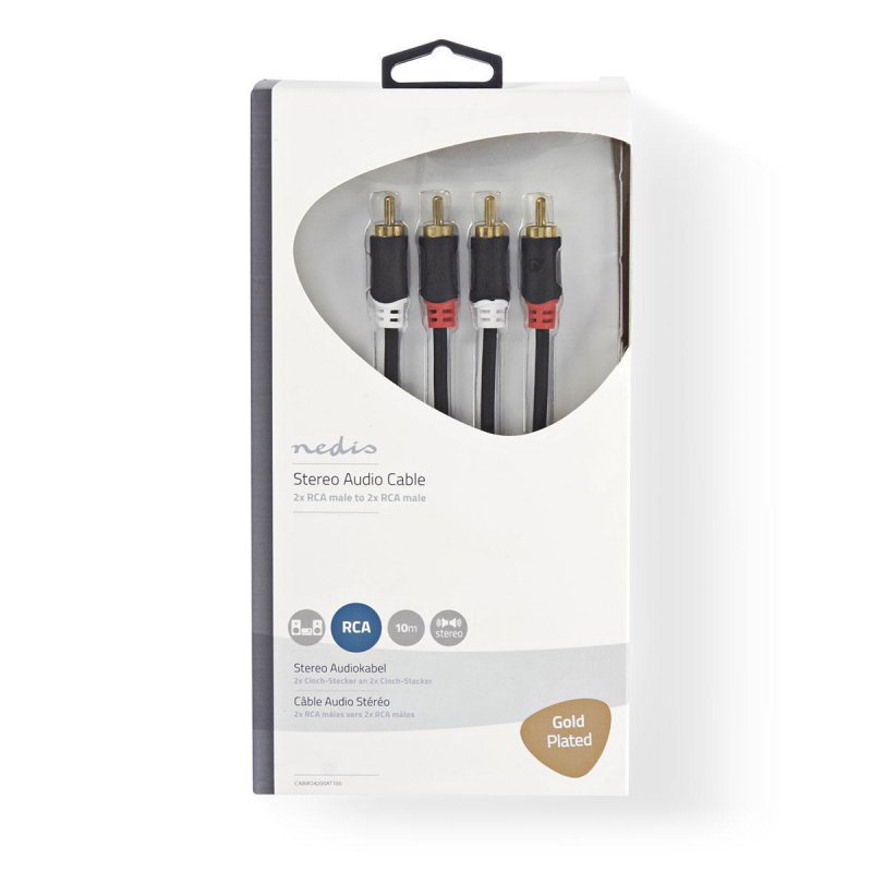 Nedis CABW24200AT100 audio cable 10 m 2 x RCA Anthracite