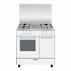 Glem Gas GA85PMWH four et cuisinière Électrique/Gaz Gaz Acier inoxydable, Blanc A