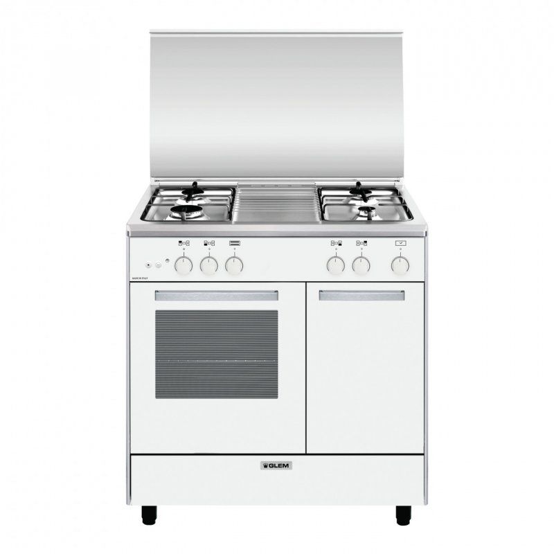 Glem Gas GA85PMWH cooker Freestanding cooker Electric/Gas Stainless steel, White A