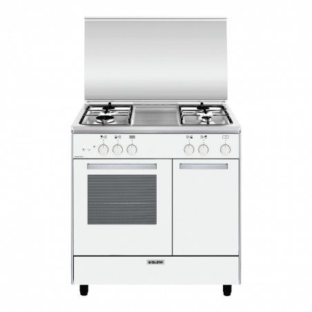 Glem Gas GA85PMWH cooker Freestanding cooker Electric/Gas Stainless steel, White A