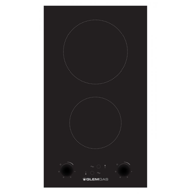 Glem Gas GTH32K01 plaque Noir Intégré 29 cm Céramique 2 zone(s)