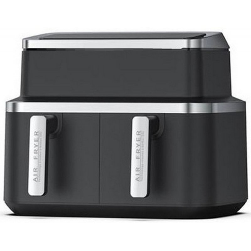 KitchenChef KCPFR84-AIRDUO fryer Double 8.4 L Stand-alone 2600 W Hot air fryer Black, Silver