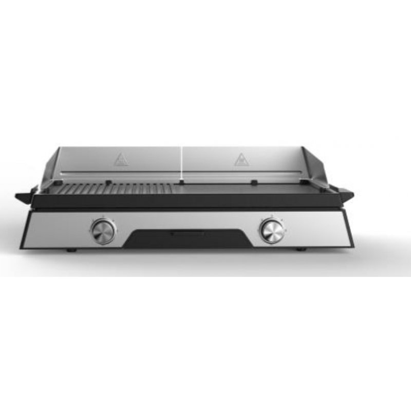 KitchenChef PLANCHA -DUO2200 Grill Dessus de table Electrique Noir, Acier inoxydable 2200 W